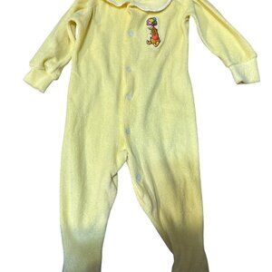 Disney Winnie The Pooh Yellow Footed Infant Pajamas Snap Closure Size 2B Flame R